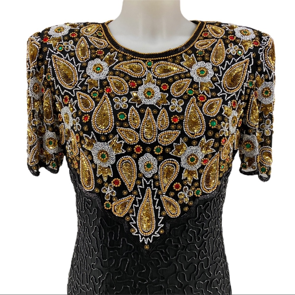 Vtg Laurence Kazar beaded dress